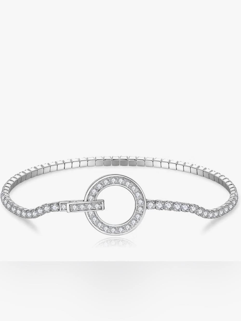Moissanite 925 Sterling Silver Circle Toggle Bracelet-VVS1 Stones-Authentic-GRA